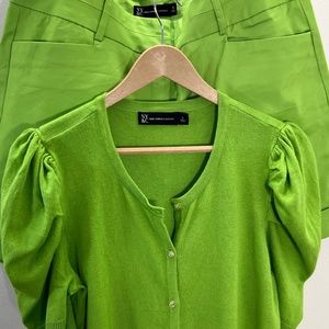 NY&Co 2pc Short Set - Shorts, Sweater - Lime Green